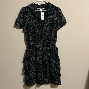 Lauren Conrad Dress, size 10, black with tan polka dots